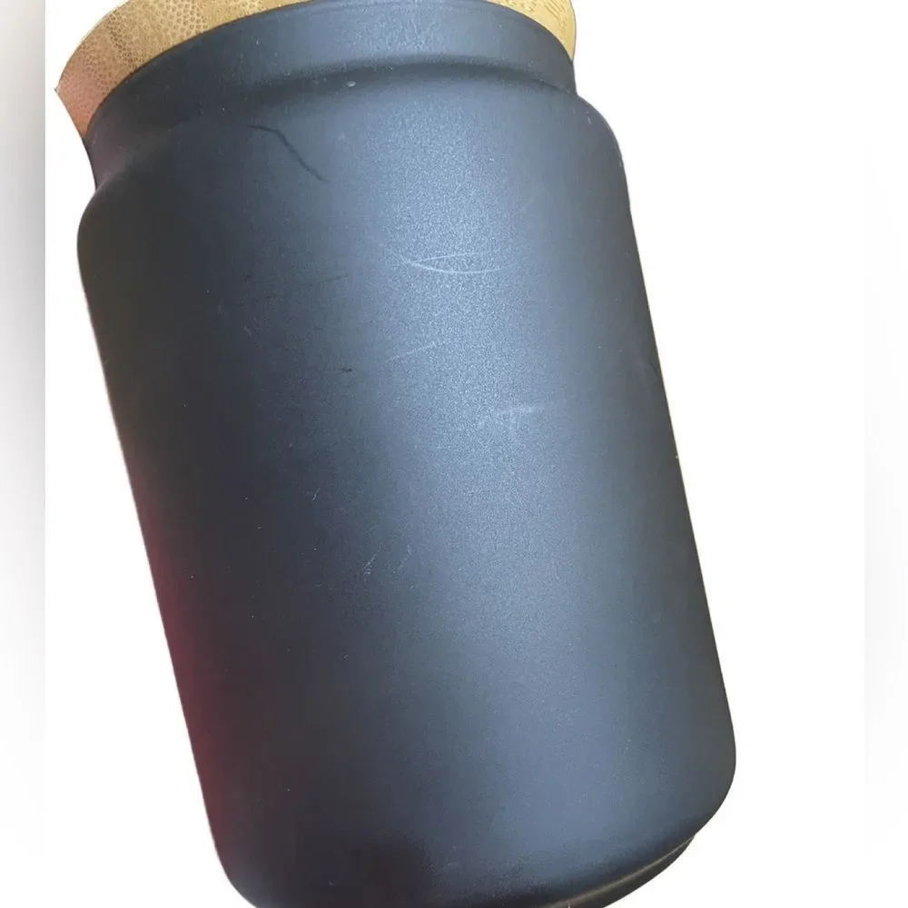 Matte Black Glass Canister with Bamboo Lid